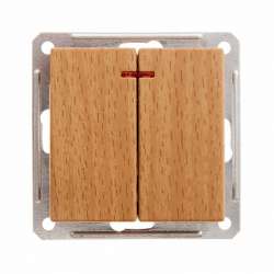 SE Wessen 59 Бук Выключатель 2-клавишный с подсветкой 16А (сх.5) арт. VS516-251-8-86