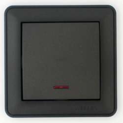 SE Wessen 59 Черный бархат Выключатель 1-клавишный кнопочный с подсветкой 16А (сх.1) арт. VS116-151-6-86