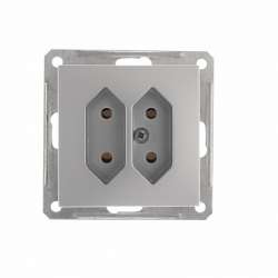 SE Wessen 59 Матовый хром Розетка 2-ая б/з для узких вилок 6А арт. RS6-253-5-86