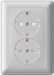 SE Wessen 59 Матовый хром Розетка 2-ая с/з с защитными шторками (в сборе, с рамкой) арт. RS16-255-58