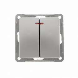 SE Wessen 59 Матовый хром Выключатель 2-клавишный с подсветкой 16А (сх.5) арт. VS516-251-5-86