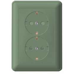 SE Wessen 59 Шампань Розетка 2-ая с/з с защитными шторками (в сборе, с рамкой) арт. RS16-255-48