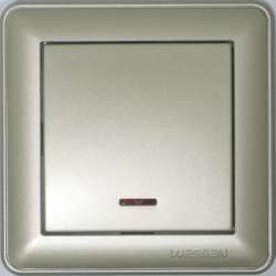 SE Wessen 59 Шампань Выключатель 1-клавишный кнопочный с подсветкой 16А (сх.1) арт. VS116-151-4-86