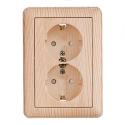 SE Wessen 59 Сосна Розетка 2-ая с/з с защитными шторками (в сборе, с рамкой) арт. RS16-255-78
