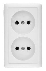 SE Wessen ХИТ наруж Бел Розетка 2-ая б/з без шторок, 16А, 250В арт. RA16-237-B