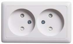 SE Wessen ХИТ наруж Бел Розетка 2-ая б/з со шторками, с изолирующей пластиной, 16А арт. RA16-233I-B