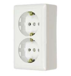 SE Wessen ХИТ наруж Бел Розетка 2-ая с/з без шторок, 16А, 250В арт. RA16-238-B