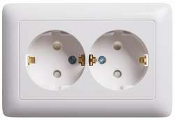 SE Wessen ХИТ внутр Бел Розетка 2-ая с/з со шторками, 16А арт. RS16-231-B