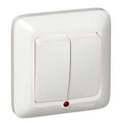 SE Wessen Прима Бел Выключатель 2-клавишный с подсветкой 6А, в сборе (опт. упак.) арт. S56-039-B