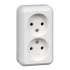 SE Wessen Прима наруж Бел Розетка 2-ая б/з без шторок 10А, с изолир. пластиной (в сборе) (индивид.упак.) арт. RA16-213I-BI
