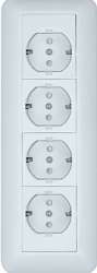 SE Wessen Прима наруж Бел Розетка 4-я с/з с защитными шторками 16А, монтажная пластина (в сборе) (индивид.упак.) арт. RA16-411M-BI