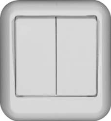 SE Wessen Прима наруж Бел Выключатель 2-клавишный 10А, монтажная пластина (в сборе)(опт.упак.) арт. VA5U-214M-B