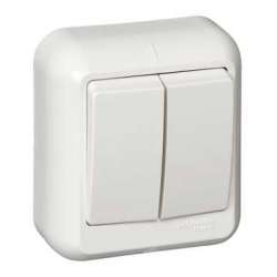SE Wessen Прима наруж Бел Выключатель 2-клавишный 6А (в сборе) (опт.упак.) арт. A56-029-B
