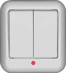 SE Wessen Прима наруж Бел Выключатель 2-клавишный с подсветкой 6А, монтажная пластина (в сборе) (индивид.упак.) арт. A56-007M-BI