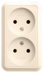 SE Wessen Прима наруж Беж Розетка 2-ая б/з без шторок 10А (в сборе) (индивид.упак.) арт. RA16-213-SI