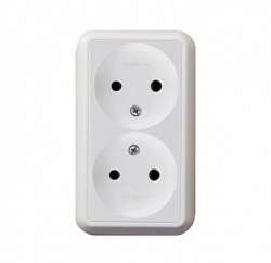 SE Wessen Прима наруж Беж Розетка 2-ая б/з без шторок 10А (в сборе) (опт.упак.) арт. RA16-213-S