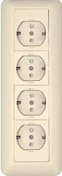 SE Wessen Прима наруж Беж Розетка 4-я с/з с защитными шторками 16А, монтажная пластина (индивид.упак.) арт. RA16-411M-SI