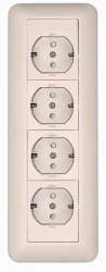 SE Wessen Прима наруж Беж Розетка 4-я с/з с защитными шторками 16А, монтажная пластина (в сборе)(опт.упак.) арт. RA16-411M-S