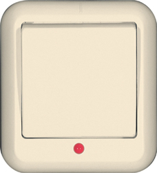 SE Wessen Прима наруж Беж Выключатель 1-клавишный с подсветкой 6А, с изолир. пластиной (в сборе) (индивид.упак.) арт. A16-046I-SI