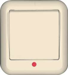SE Wessen Прима наруж Беж Выключатель 1-клавишный с подсветкой 6А (в сборе) (индивид.упак.) арт. A16-046-SI