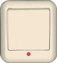 SE Wessen Прима наруж Беж Выключатель 1-клавишный с подсветкой 6А (в сборе) (опт.упак.) арт. A16-046-S