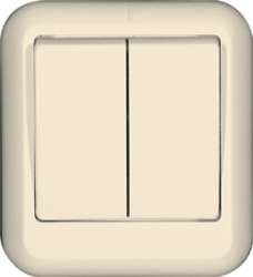 SE Wessen Прима наруж Беж Выключатель 2-клавишный 10А, с изолир. пластиной (в сборе)(опт.упак.) арт. VA5U-214I-S
