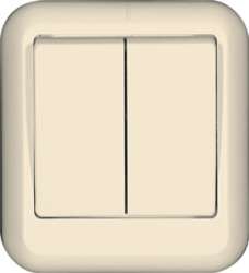SE Wessen Прима наруж Беж Выключатель 2-клавишный 6А, с изолир. пластиной (в сборе) (индивид.упак.) арт. A56-029I-SI