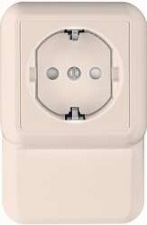 SE Wessen Прима наруж Бук Розетка 1-ая с/з с защитными шторками 16А, плинтусная, с изолир. пластиной (в сборе) (индивид.упак.) арт. RA16-003-2I-8I