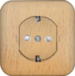 SE Wessen Прима наруж Бук Розетка 1-ая с/з с защитными шторками 16А, с изолир. пластиной (в сборе) (индивид.упак.) арт. RA16-003-1I-8I