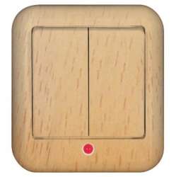 SE Wessen Прима наруж Бук Выключатель 2-клавишный с подсветкой 10А, с изолир. пластиной (в сборе) (индивид.упак.) арт. VA5U-213I-8I