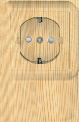 SE Wessen Прима наруж Сосна Розетка 1-ая с/з с защитными шторками 16А, плинтусная, с изолир. пластиной (в сборе) (индивид.упак.) арт. RA16-003-2I-7I