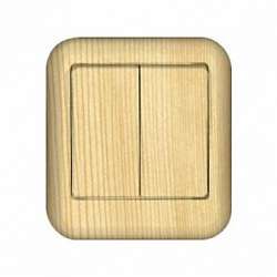 SE Wessen Прима наруж Сосна Выключатель 2-клавишный 10А, с изолир. пластиной (в сборе) (индивид.упак.) арт. VA5U-214I-7I