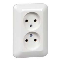 SE Wessen Прима внутр Бел Розетка 2-ая б/з без шторок 10А (в сборе) (индивид.упак.) арт. RS16-211-BI