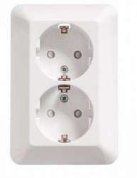 SE Wessen Прима внутр Бел Розетка 2-ая с/з с защитными шторками 16А (в сборе) (индивид.упак.) арт. RS16-212-BI