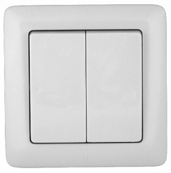 SE Wessen Прима внутр Бел Выключатель 2-клавишный 10А (в сборе) (опт.упак.) арт. VS5U-218-B