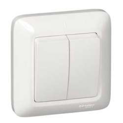 SE Wessen Прима внутр Бел Выключатель 2-клавишный 6А (в сборе) (опт.упак.) арт. S56-043-B
