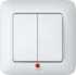 SE Wessen Прима внутр Бел Выключатель 2-клавишный с подсветкой 10А (в сборе) (опт.упак.) арт. VS5U-217-B