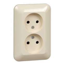 SE Wessen Прима внутр Беж Розетка 2-ая б/з без шторок 10А (в сборе) (индивид.упак.) арт. RS16-211-SI