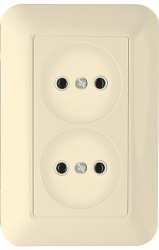 SE Wessen Прима внутр Беж Розетка 2-ая без с/з без шторок 10А 250В (в сборе)(опт.упак.) арт. RS10-407-S