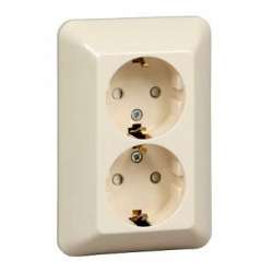 SE Wessen Прима внутр Беж Розетка 2-ая с/з с защитными шторками 16А (в сборе) (индивид.упак.) арт. RS16-212-SI