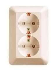 SE Wessen Прима внутр Беж Розетка 2-ая с/з с защитными шторками 16А (в сборе)(опт.упак.) арт. RS16-212-S
