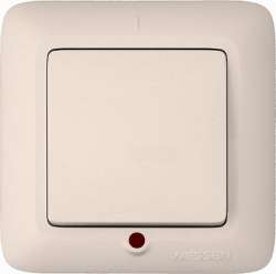 SE Wessen Прима внутр Беж Выключатель 1-клавишный с подсветкой 6А (в сборе) (опт.упак.) арт. S16-053-S