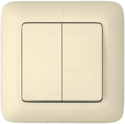 SE Wessen Прима внутр Беж Выключатель 2-клавишный 6А (в сборе) (опт.упак.) арт. S56-043-S