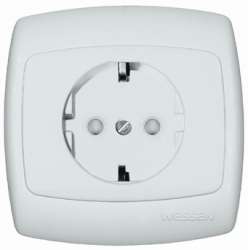 SE Wessen Рондо Бел Розетка с/з с защитными шторками 16А (в сборе) арт. RS16-121-BI