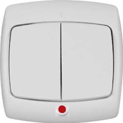 SE Wessen Рондо Бел Выключатель 2-клавишный с подсветкой 6А (в сборе) арт. S56-051-BI