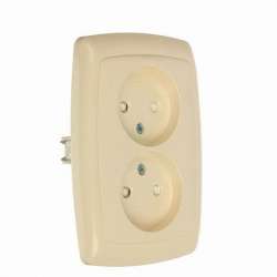 SE Wessen Рондо Беж Розетка 2-ая б/з с защитными шторками 16А (в сборе) арт. RS16-225-SI