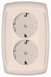 SE Wessen Рондо Беж Розетка 2-ая с/з с защитными шторками 16А (в сборе) арт. RS16-226-SI