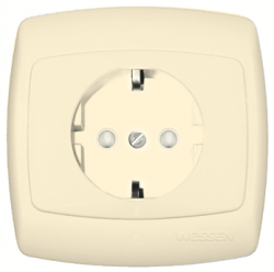 SE Wessen Рондо Беж Розетка с/з с защитными шторками 16А (в сборе) арт. RS16-121-SI