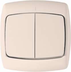 SE Wessen Рондо Беж Выключатель 2-клавишный 6А (в сборе) арт. S56-052-SI