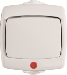 SE Wessen Рондо наруж Бел Переключатель 1-клавишный с подсветкой 10А, IP44 арт. VA610-129B-BI